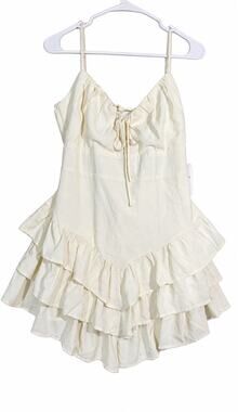 NWT Mixed Threads Women’s Large Ivory Ruffle Mini Dress Open Back